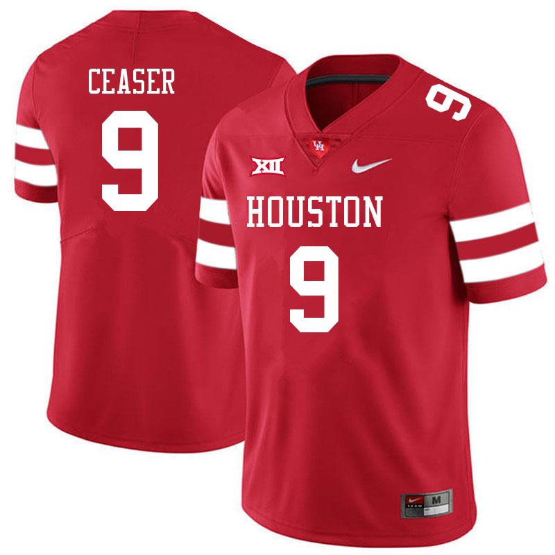 Men #9 Nelson Ceaser Houston Cougars College Big 12 Conference Football Jerseys Sale-Red - Click Image to Close